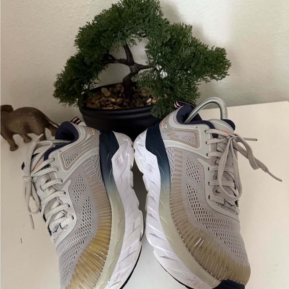 Hoka Women's Athletic Shoes in Gray and Orange - Picture 3 of 6
